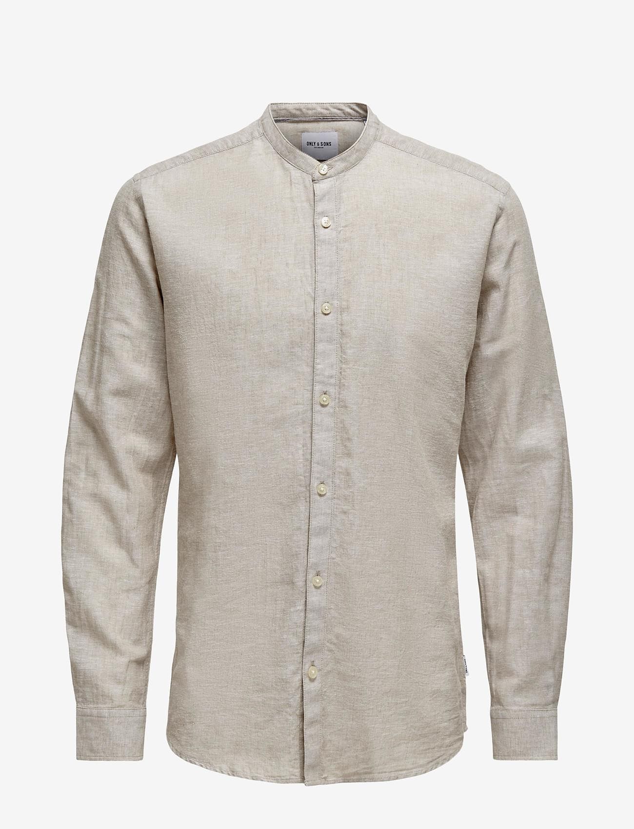 ONLY & SONS - ONSCAIDEN LIFE LS LINEN BLEND MAO NOOS - leinenhemden - chinchilla - 1
