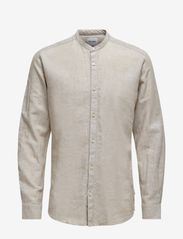 ONSCAIDEN LS SOLID LINEN MAO SHIRT NOOS - CHINCHILLA