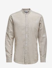 ONLY & SONS - ONSCAIDEN LS SOLID LINEN MAO SHIRT NOOS - najniższe ceny - chinchilla - 0