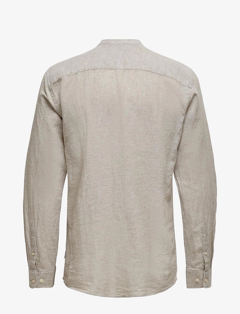 ONLY & SONS - ONSCAIDEN LIFE LS LINEN BLEND MAO NOOS - hørskjorter - chinchilla - 2