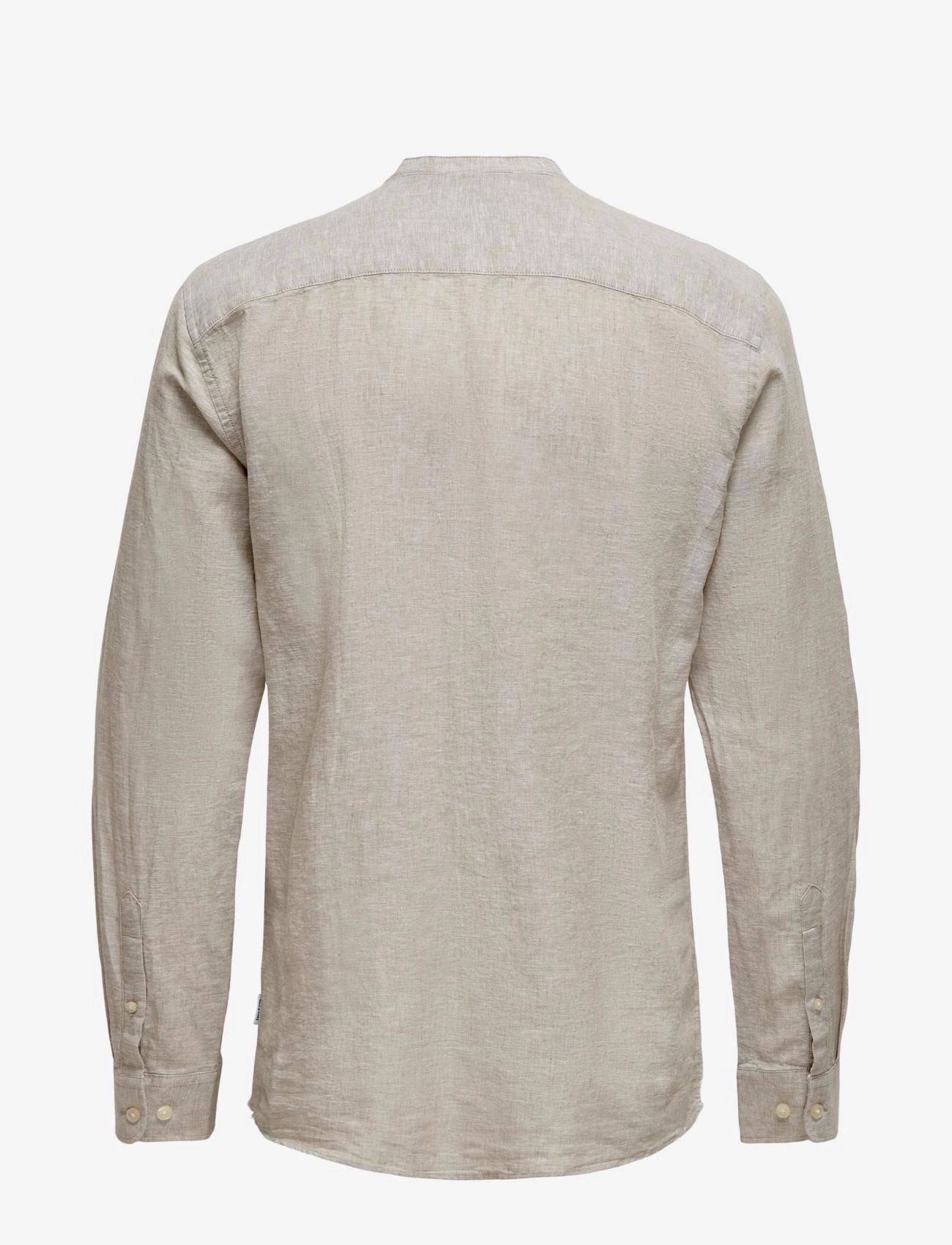ONLY & SONS - ONSCAIDEN LIFE LS LINEN BLEND MAO NOOS - linneskjortor - chinchilla - 2