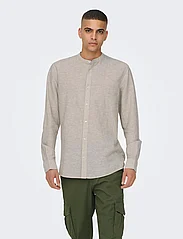 ONLY & SONS - ONSCAIDEN LS SOLID LINEN MAO SHIRT NOOS - madalaimad hinnad - chinchilla - 2