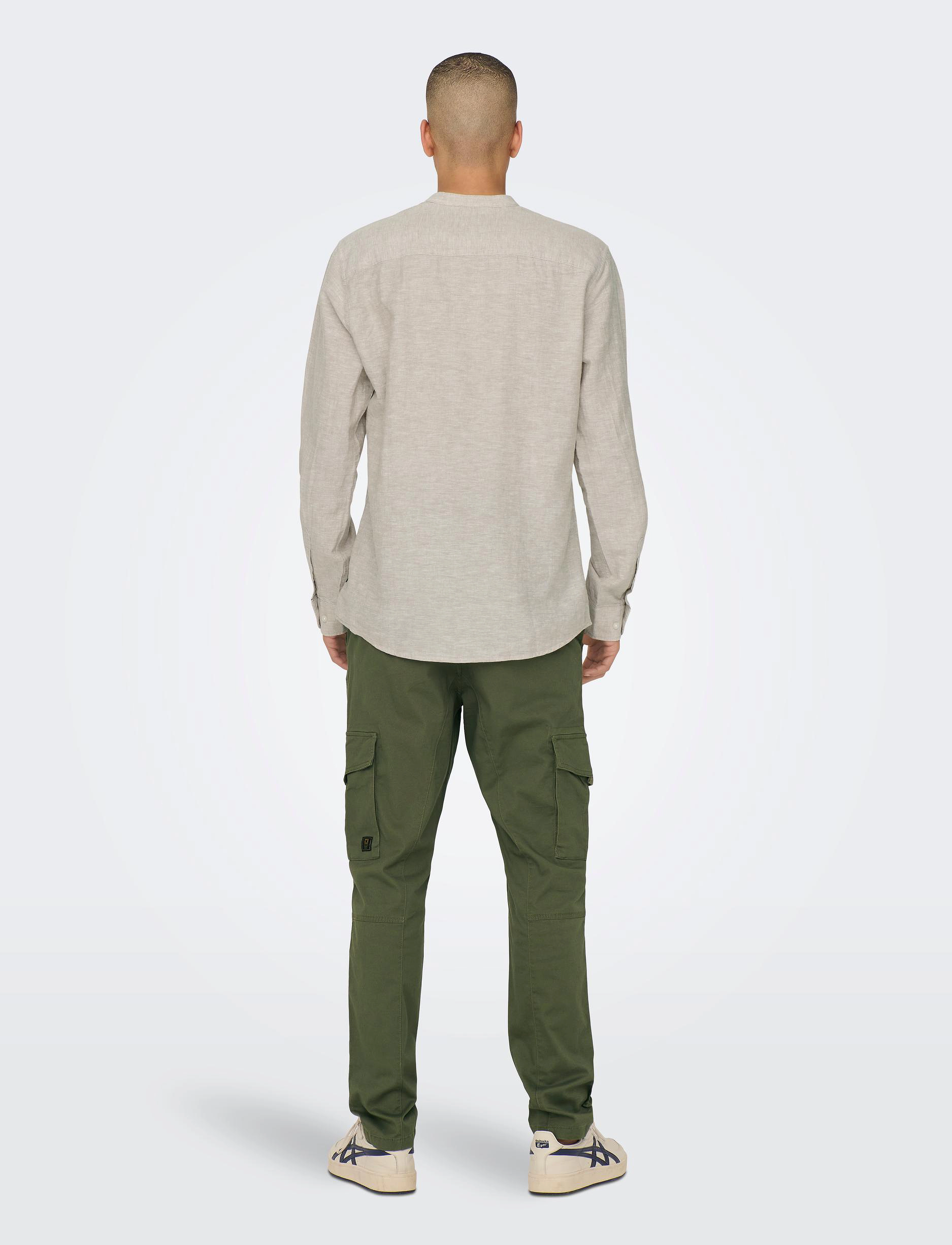 ONLY & SONS - ONSCAIDEN LIFE LS LINEN BLEND MAO NOOS - linneskjortor - chinchilla - 3