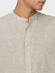 ONLY & SONS - ONSCAIDEN LS SOLID LINEN MAO SHIRT NOOS - linen shirts - chinchilla - 7