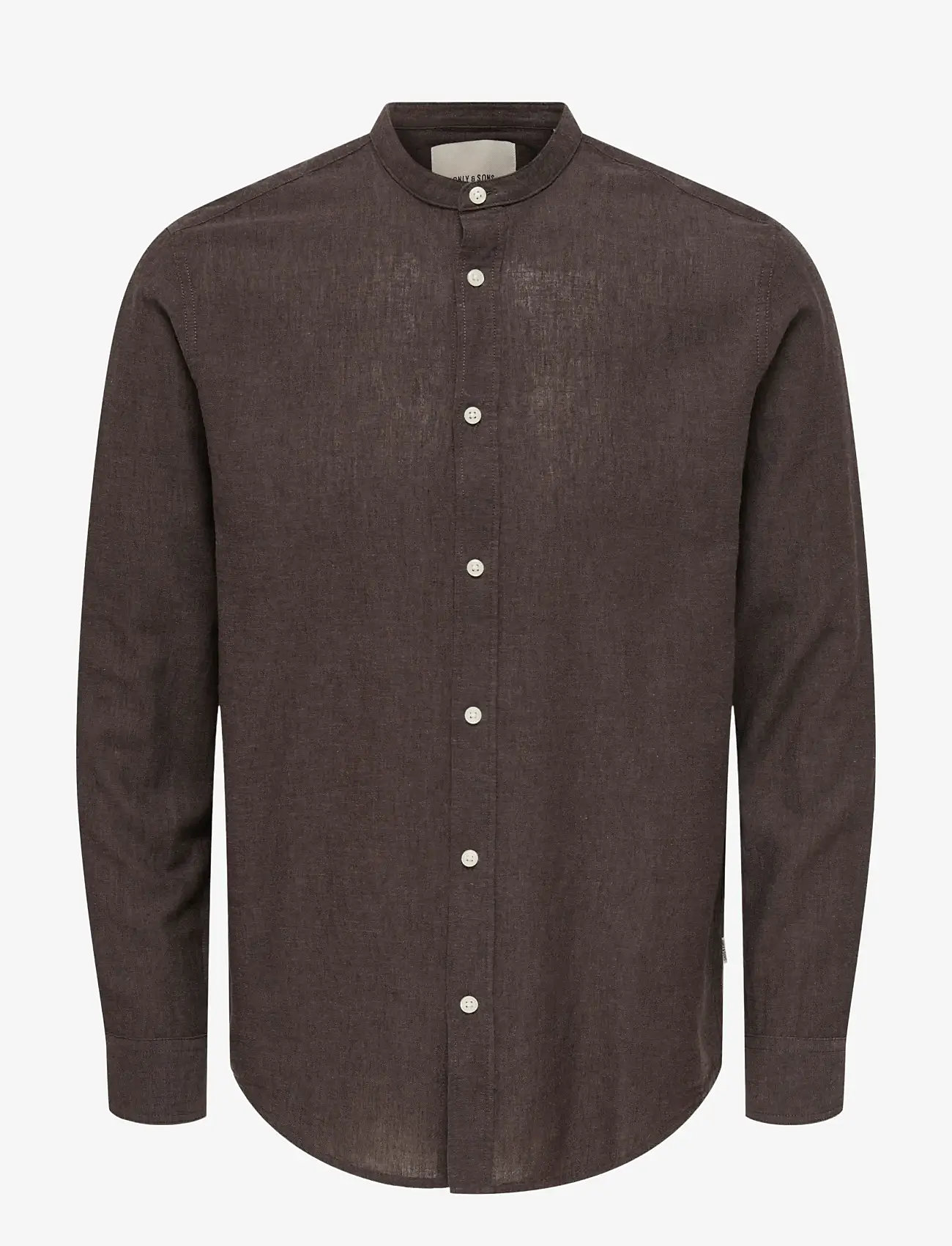 ONLY & SONS - ONSCAIDEN LIFE LS LINEN BLEND MAO NOOS - hørskjorter - coffee bean - 1