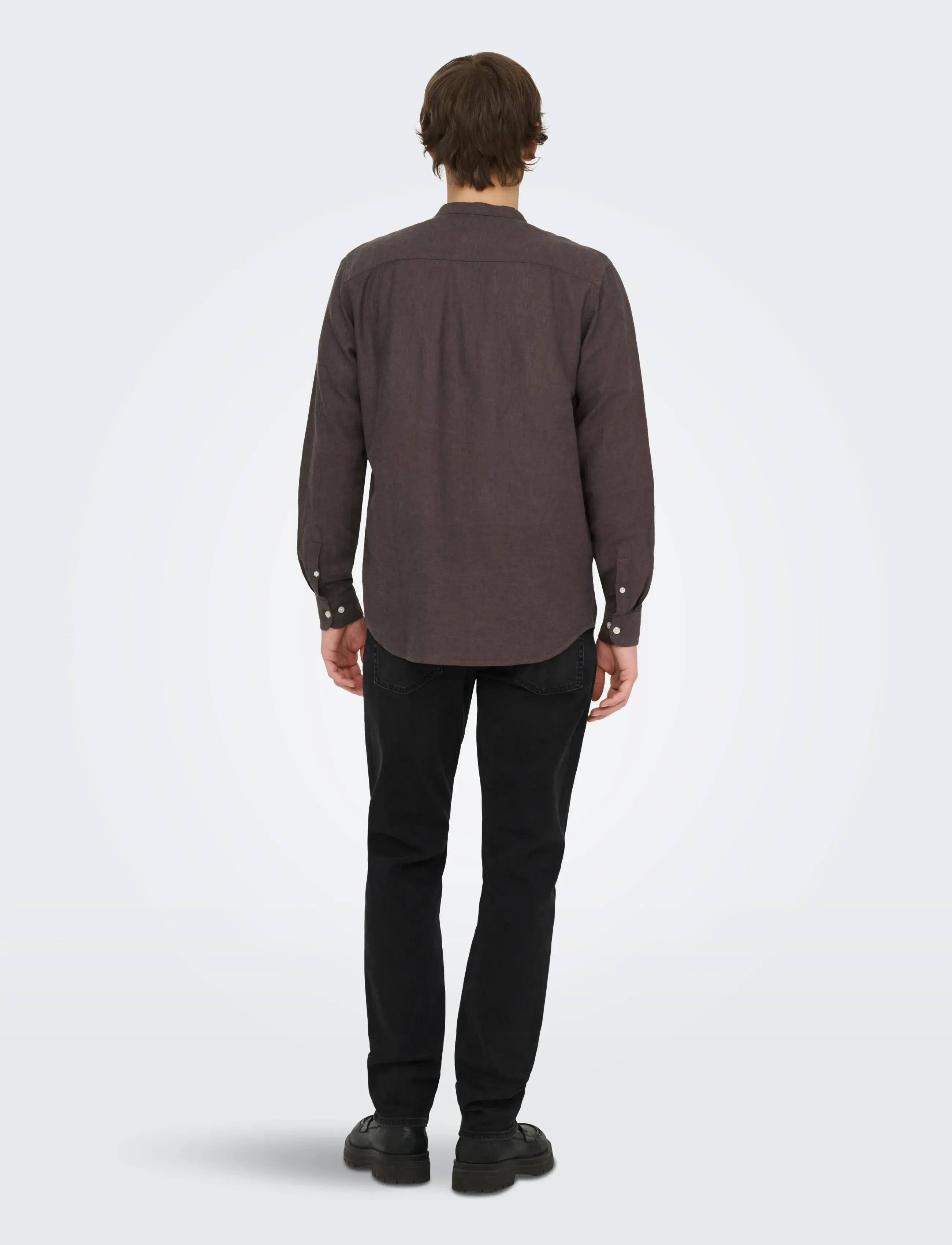 ONLY & SONS - ONSCAIDEN LIFE LS LINEN BLEND MAO NOOS - linneskjortor - coffee bean - 3