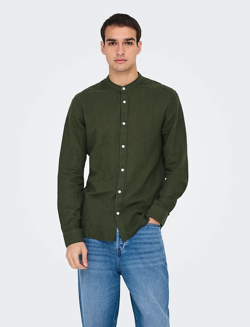 ONLY & SONS - ONSCAIDEN LIFE LS LINEN BLEND MAO NOOS - leinenhemden - kambaba - 0