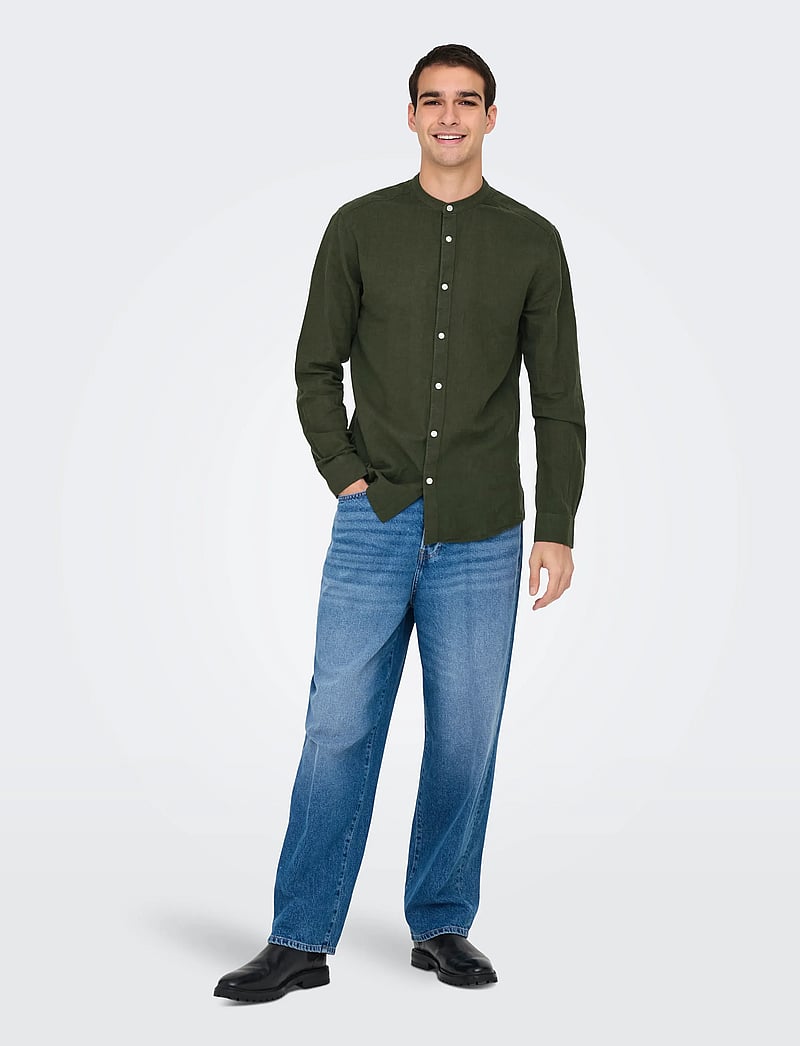 ONLY & SONS - ONSCAIDEN LIFE LS LINEN BLEND MAO NOOS - leinenhemden - kambaba - 4