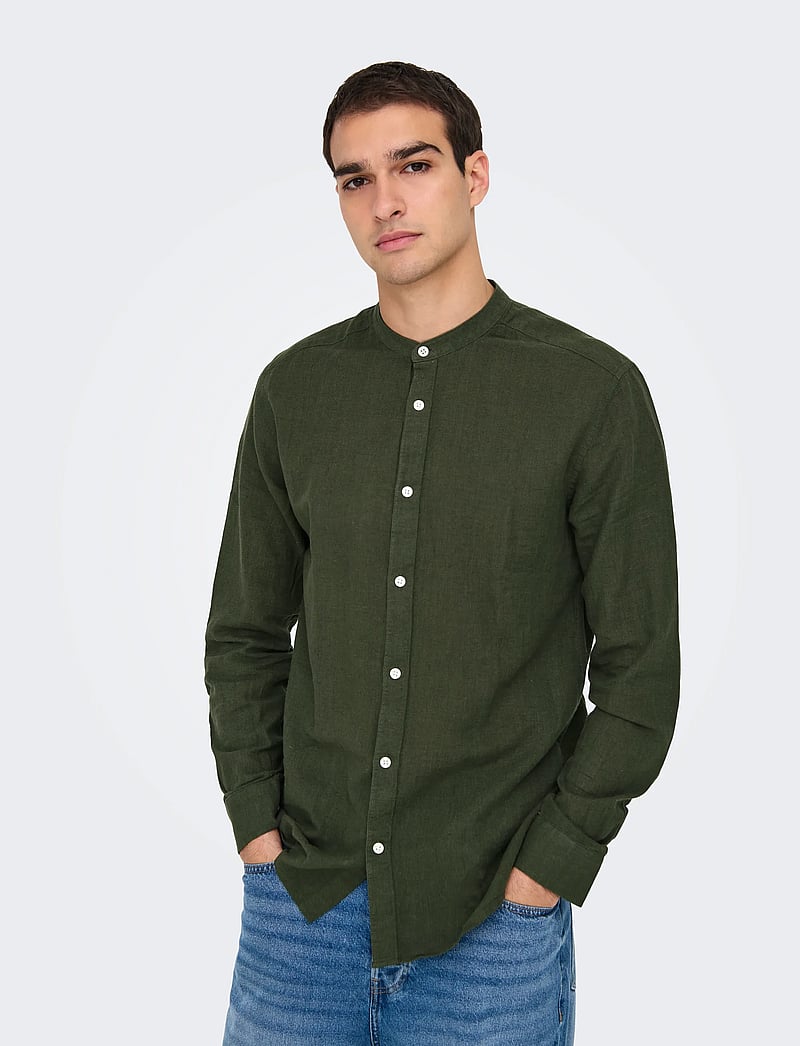 ONLY & SONS - ONSCAIDEN LIFE LS LINEN BLEND MAO NOOS - leinenhemden - kambaba - 5