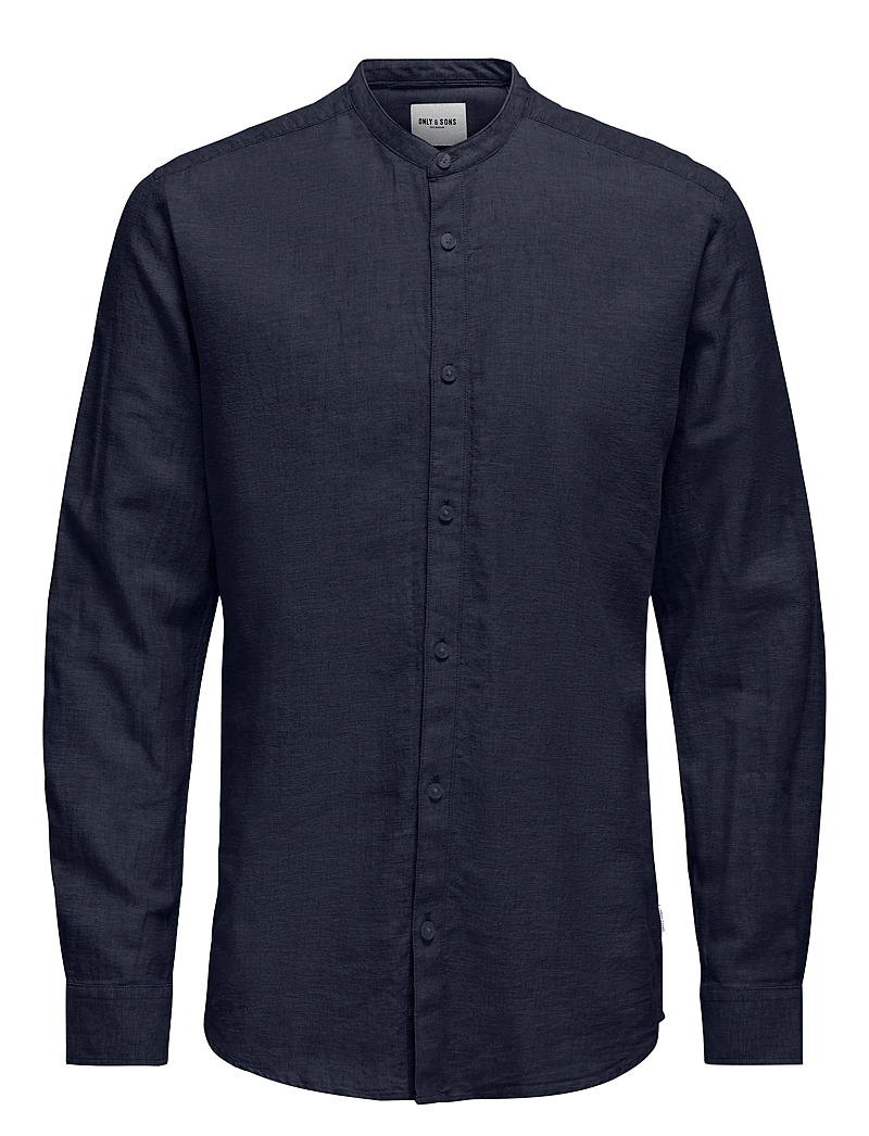 ONLY & SONS - ONSCAIDEN LIFE LS SOLID LINEN MAO NOOS - linneskjortor - night sky - 1