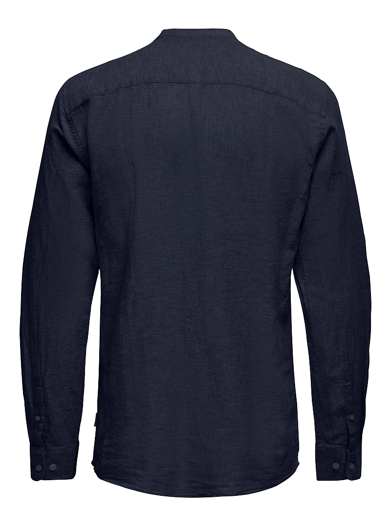 ONLY & SONS - ONSCAIDEN LIFE LS SOLID LINEN MAO NOOS - linneskjortor - night sky - 2