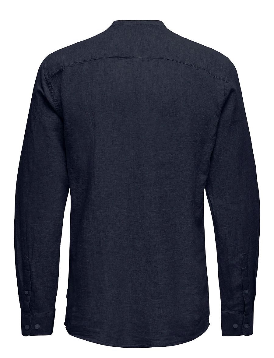 ONLY & SONS - ONSCAIDEN LIFE LS LINEN BLEND MAO NOOS - hörskyrtur - night sky - 2