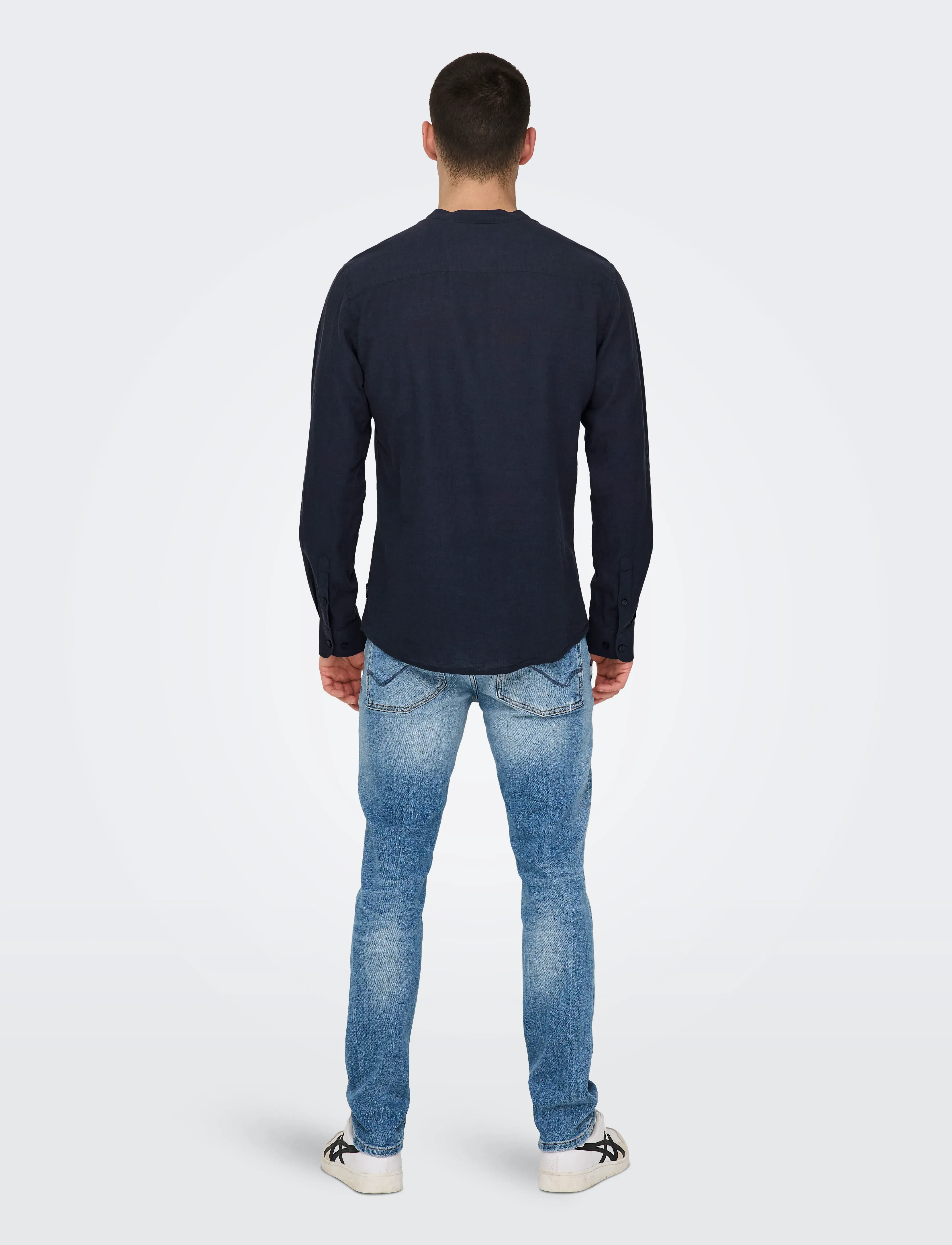 ONLY & SONS - ONSCAIDEN LIFE LS LINEN BLEND MAO NOOS - hörskyrtur - night sky - 3