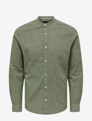 ONLY & SONS - ONSCAIDEN LS SOLID LINEN MAO SHIRT NOOS - lowest prices - swamp - 0