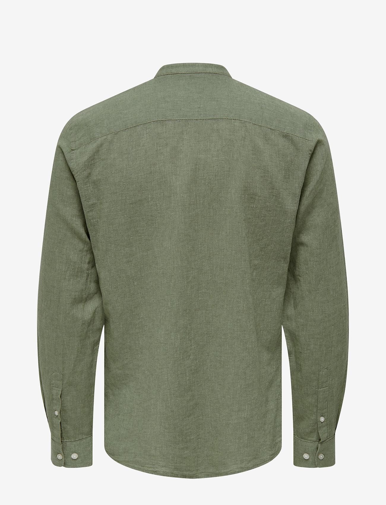 ONLY & SONS - ONSCAIDEN LIFE LS SOLID LINEN MAO NOOS - linased särgid - swamp - 2