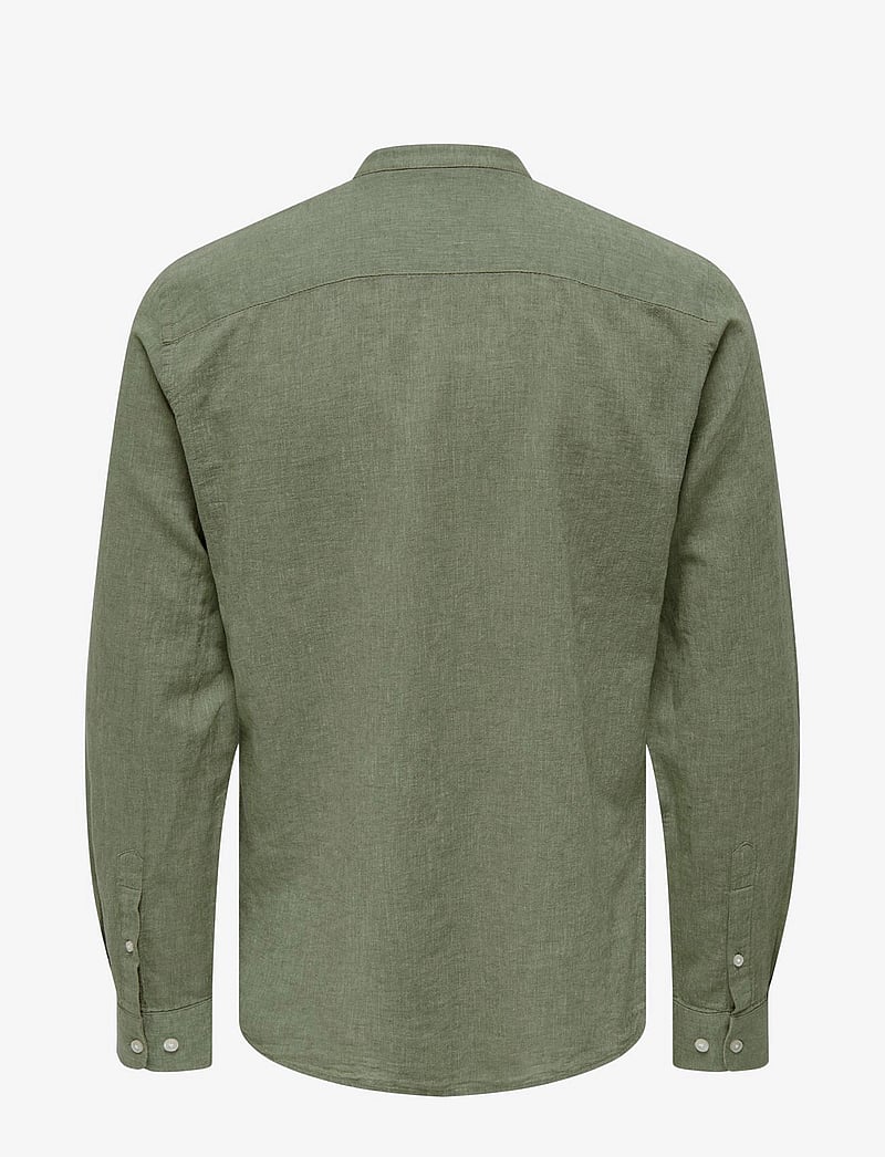 ONLY & SONS - ONSCAIDEN LIFE LS SOLID LINEN MAO NOOS - linased särgid - swamp - 2