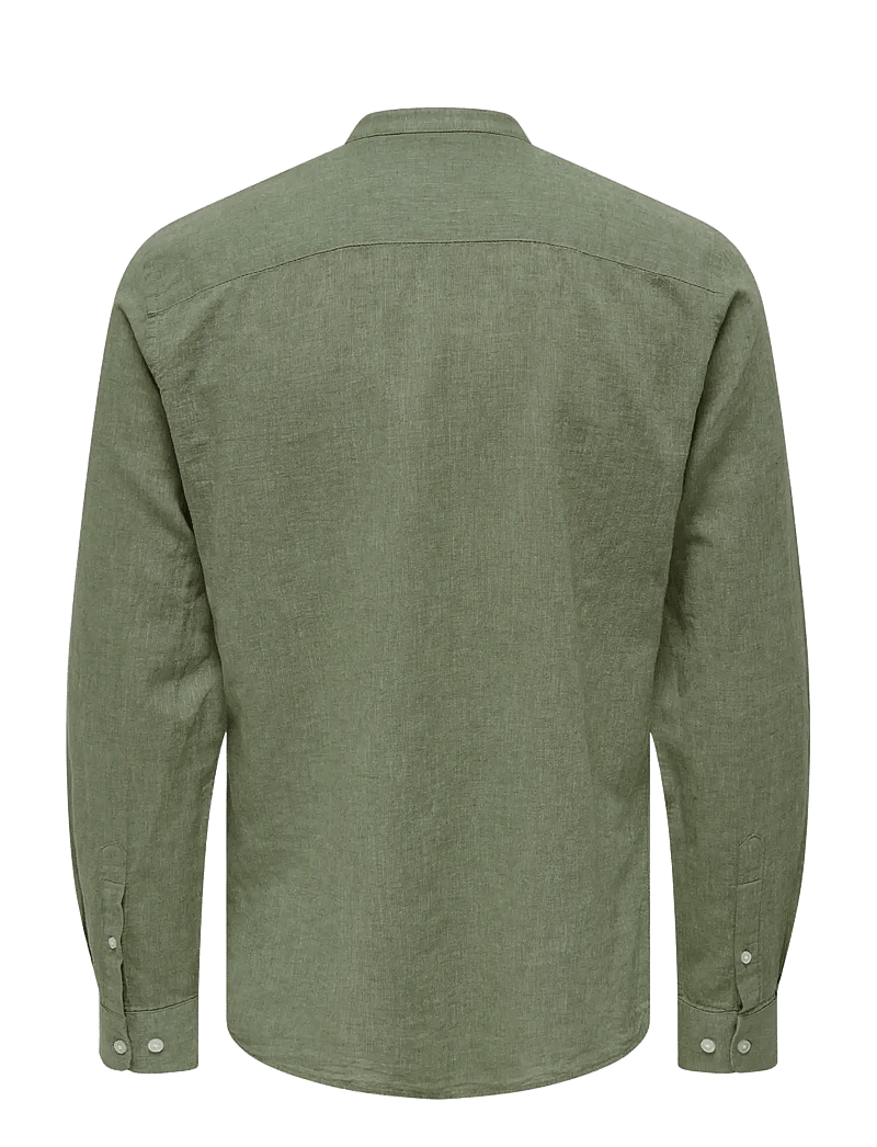 ONLY & SONS - ONSCAIDEN LIFE LS LINEN BLEND MAO NOOS - leinenhemden - swamp - 2