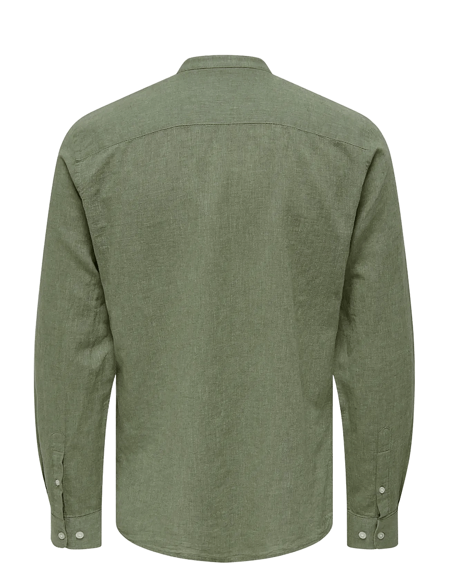 ONLY & SONS - ONSCAIDEN LIFE LS LINEN BLEND MAO NOOS - chemises de lin - swamp - 2