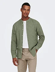 ONLY & SONS - ONSCAIDEN LS SOLID LINEN MAO SHIRT NOOS - linen shirts - swamp - 5