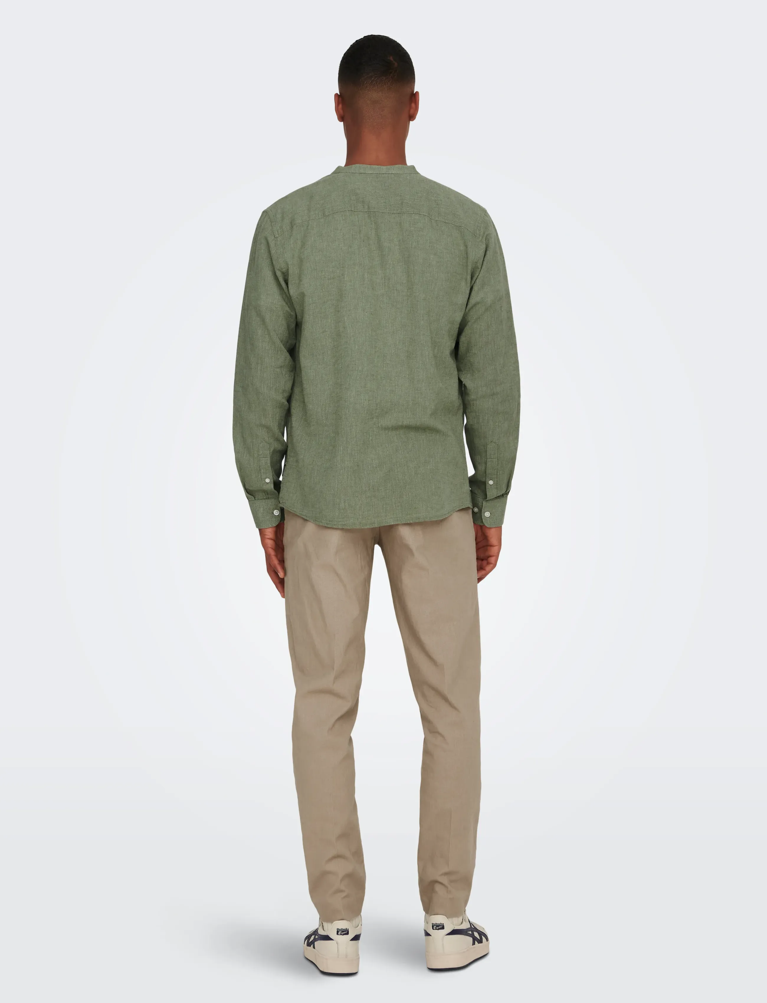 ONLY & SONS - ONSCAIDEN LIFE LS LINEN BLEND MAO NOOS - chemises de lin - swamp - 3