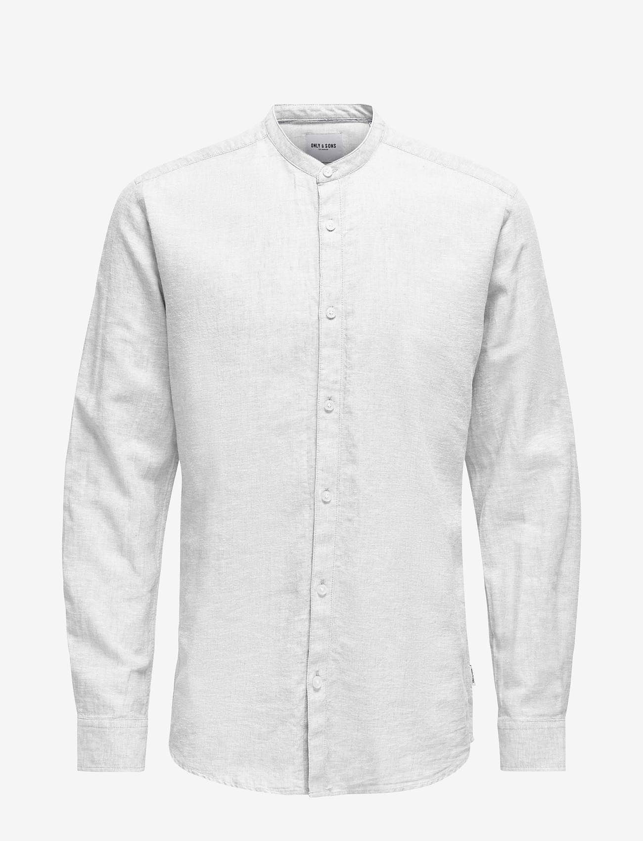 ONLY & SONS - ONSCAIDEN LIFE LS LINEN BLEND MAO NOOS - hørskjorter - white - 1