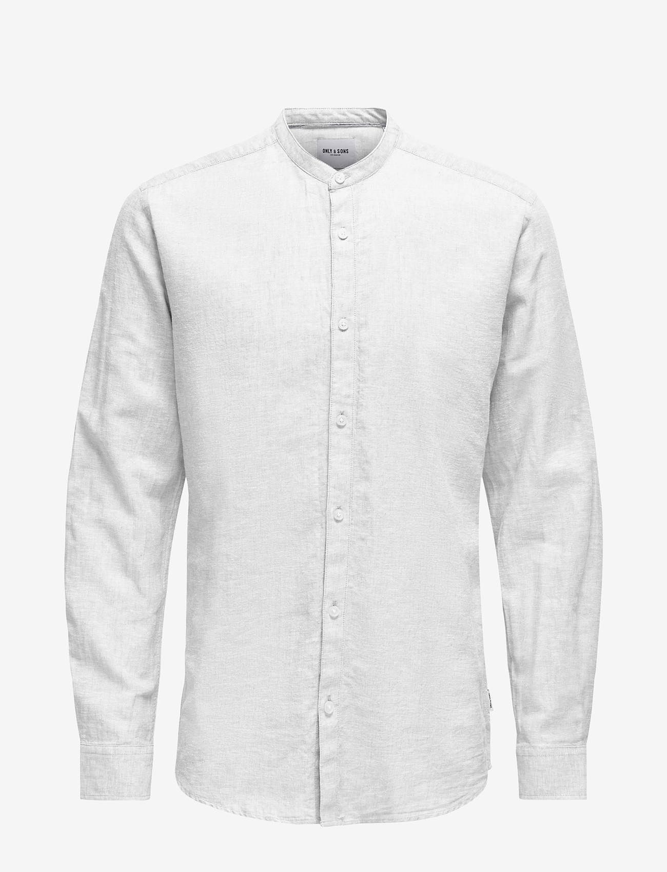 ONLY & SONS - ONSCAIDEN LS SOLID LINEN MAO SHIRT NOOS - alhaisimmat hinnat - white - 0