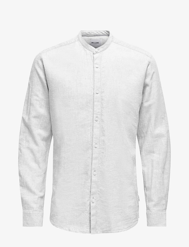ONLY & SONS - ONSCAIDEN LIFE LS LINEN BLEND MAO NOOS - hørskjorter - white - 1