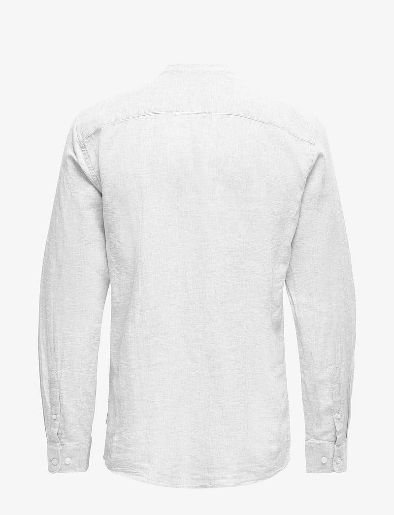 ONLY & SONS - ONSCAIDEN LIFE LS LINEN BLEND MAO NOOS - hørskjorter - white - 2