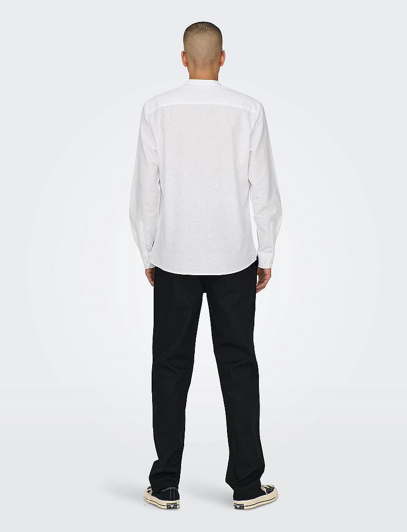 ONLY & SONS - ONSCAIDEN LIFE LS LINEN BLEND MAO NOOS - hørskjorter - white - 3