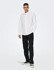 ONLY & SONS - ONSCAIDEN LS SOLID LINEN MAO SHIRT NOOS - alhaisimmat hinnat - white - 4