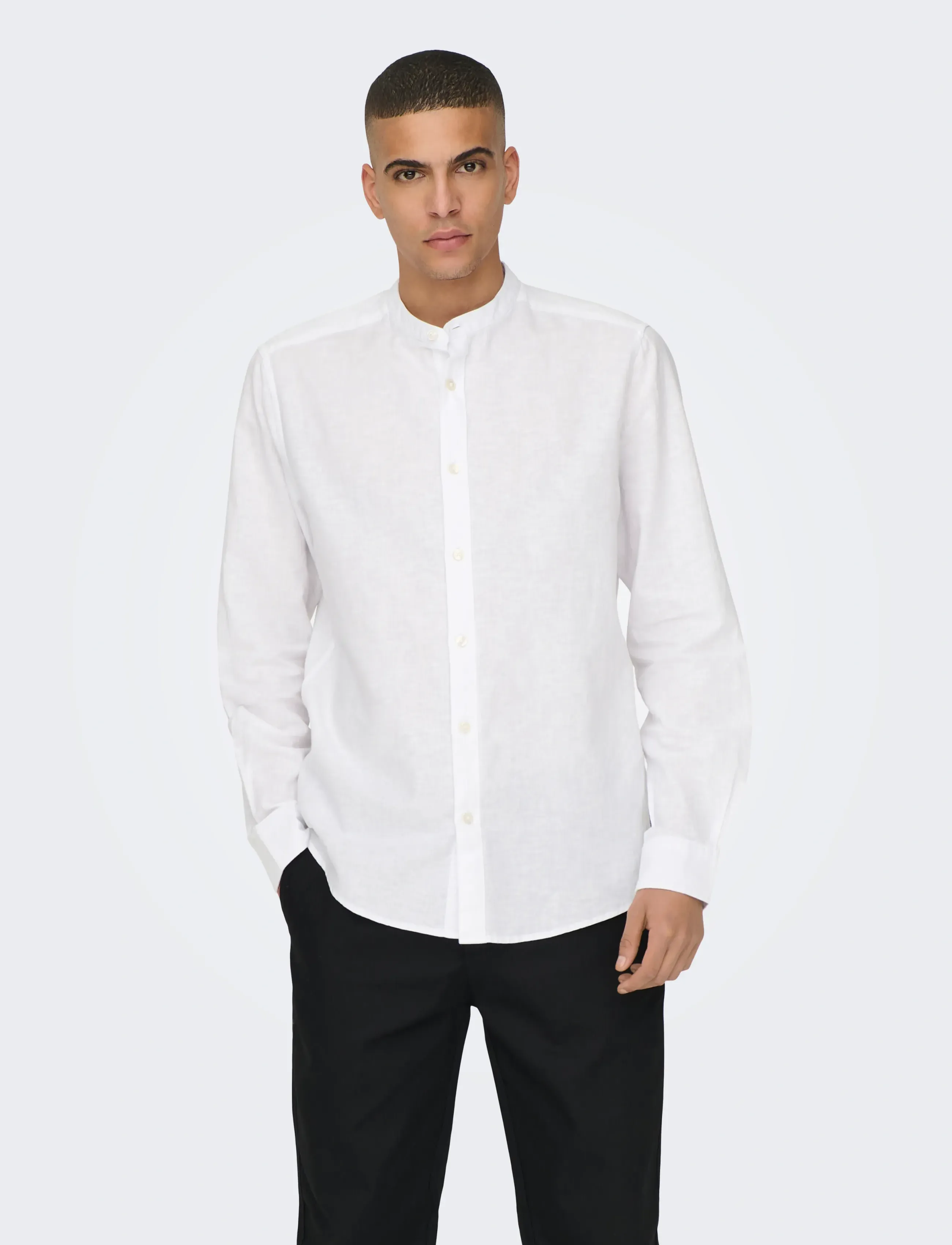 ONLY & SONS - ONSCAIDEN LIFE LS LINEN BLEND MAO NOOS - die niedrigsten preise - white - 4