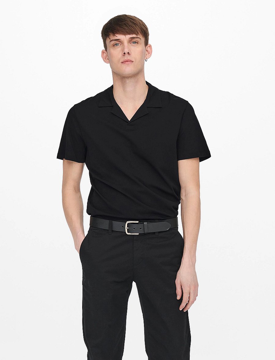 ONLY & SONS - ONSABRAHAM REG SS RESORT POLO CS - kortærmede poloer - black - 0