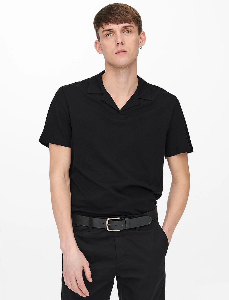 ONLY & SONS - ONSABRAHAM REG SS RESORT POLO CS - kortærmede poloer - black - 5