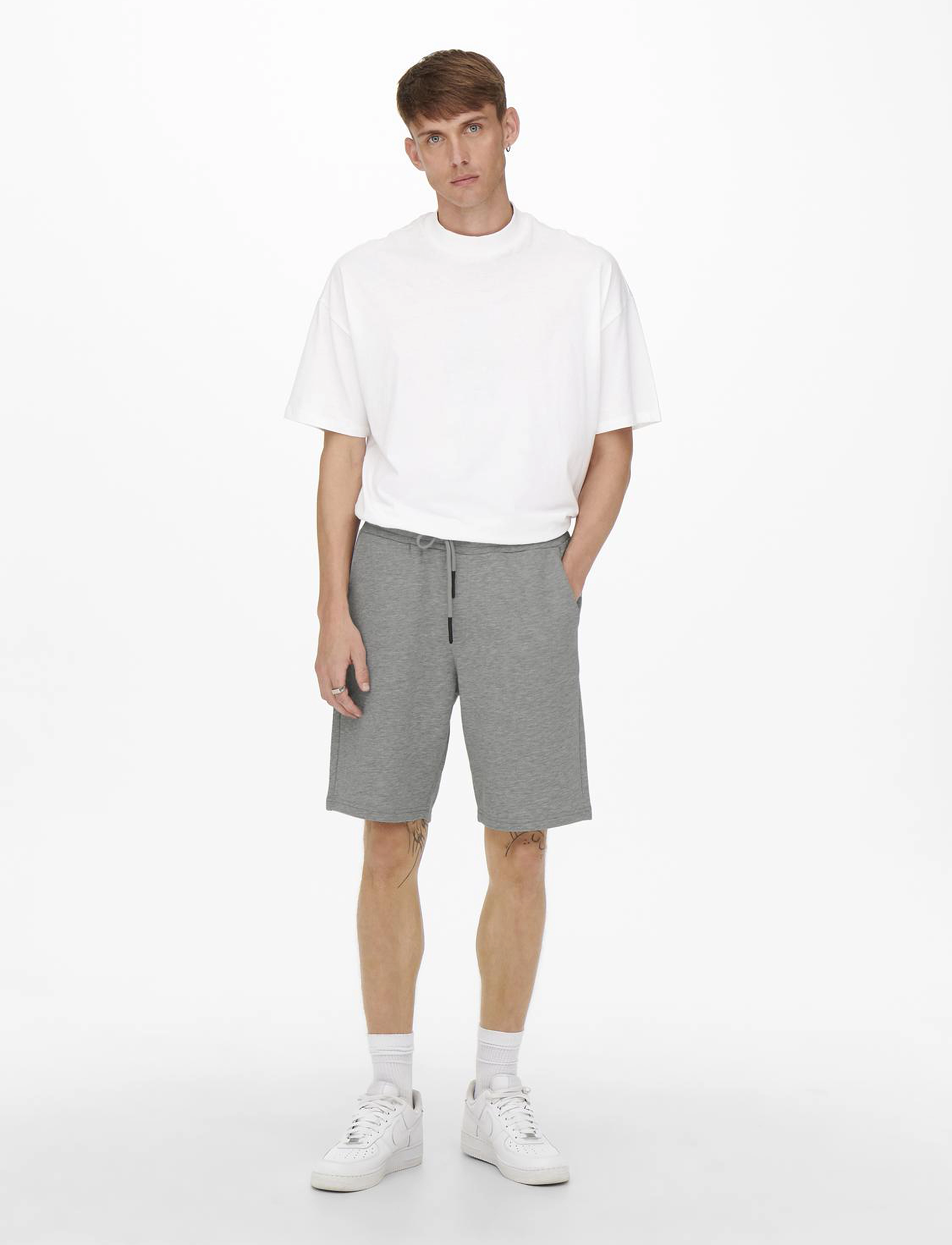 ONLY & SONS - ONSCERES SWEAT SHORTS NOOS - light grey melange - 4