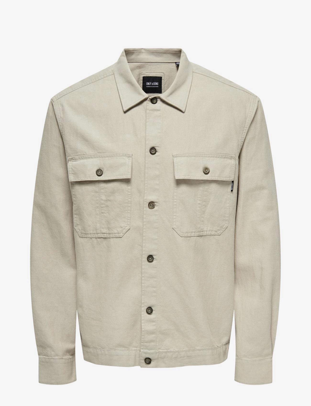 ONLY & SONS Onskennet Ls Linen Overshirt Noos Beige - S - Herren