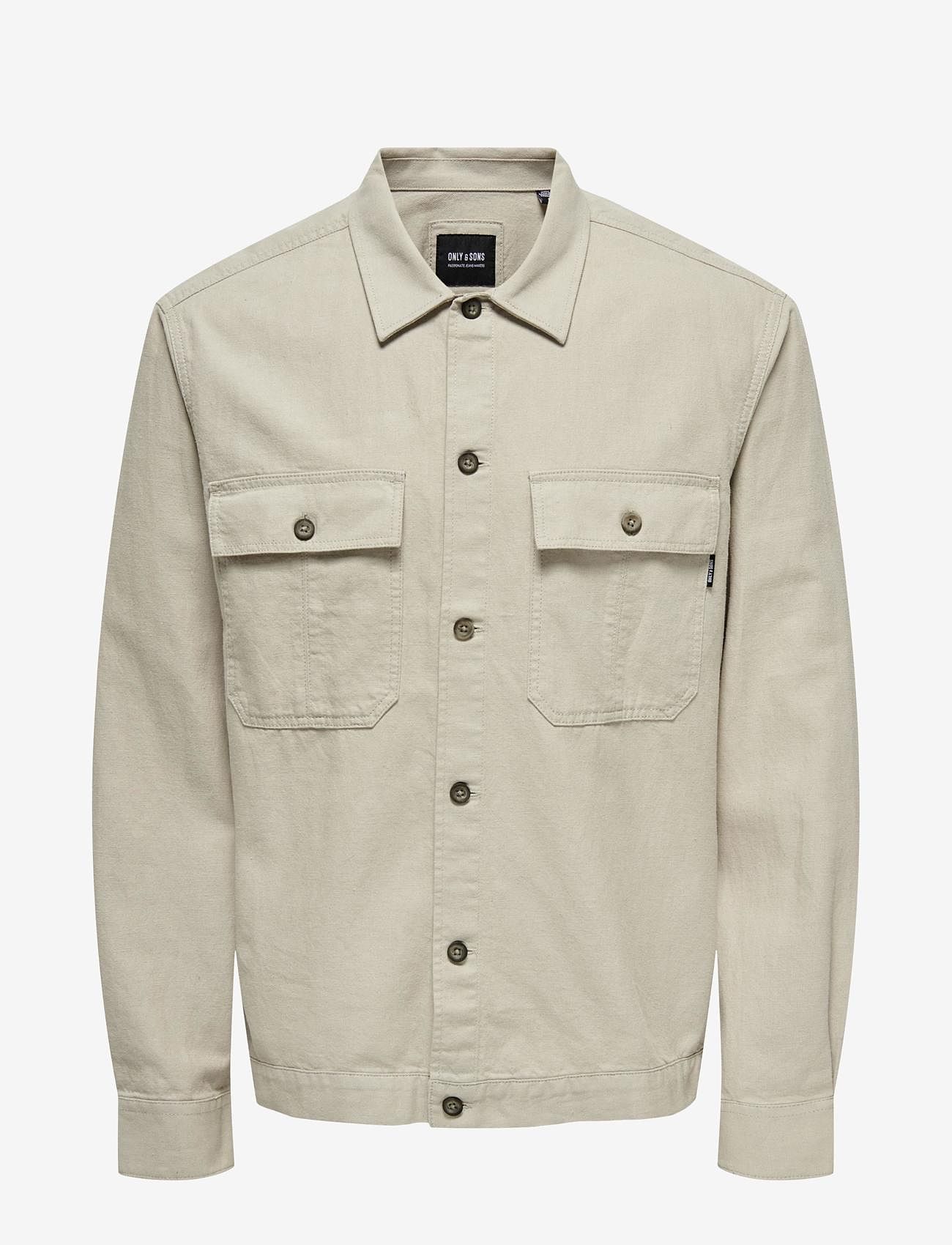 ONLY & SONS - ONSKENNET LS LINEN OVERSHIRT NOOS - kollektioner - silver lining - 1