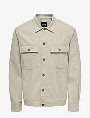 ONLY & SONS - ONSKENNET LS LINEN OVERSHIRT NOOS - laveste priser - silver lining - 0