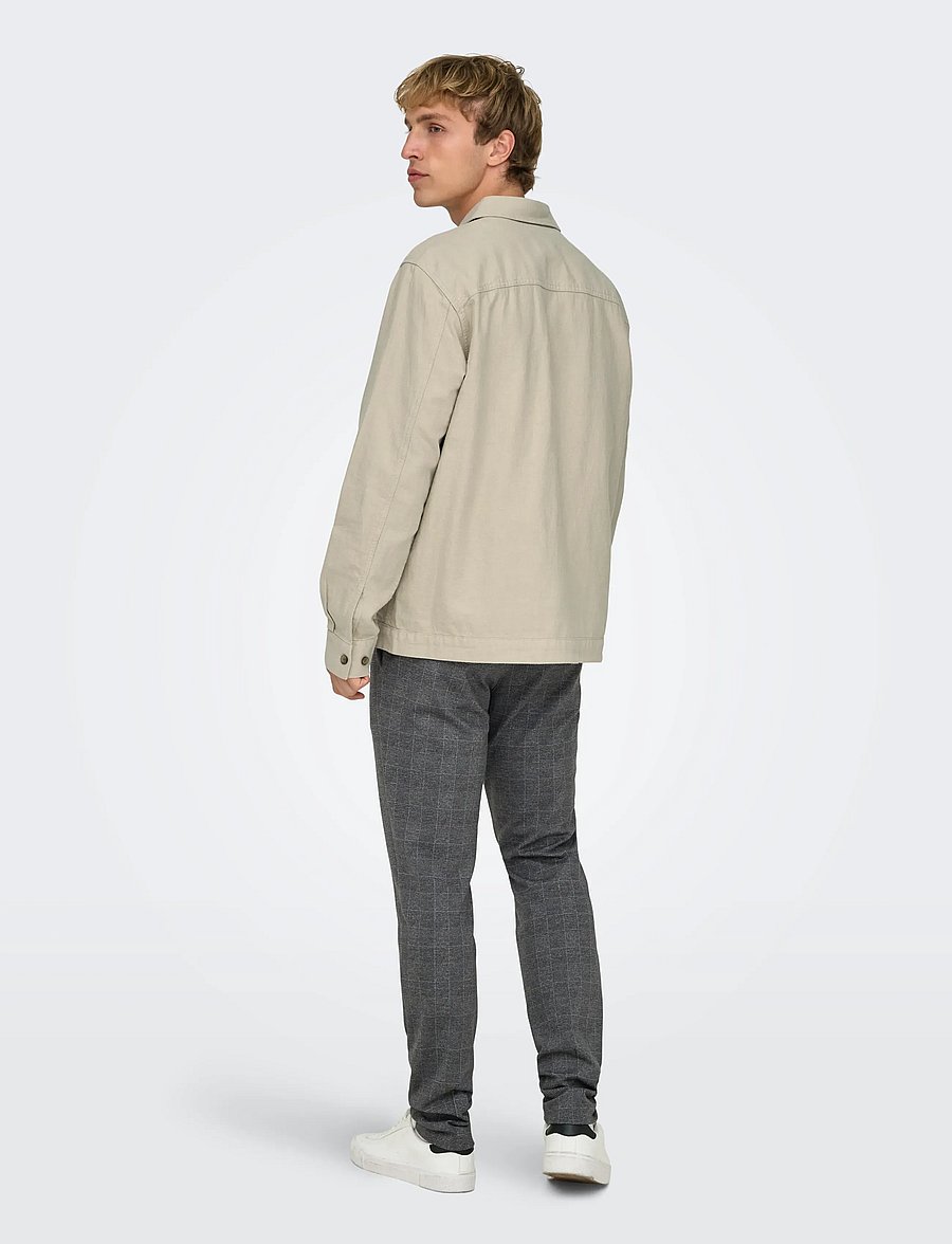 ONLY & SONS - ONSKENNET LS LINEN OVERSHIRT NOOS - kollektioner - silver lining - 3