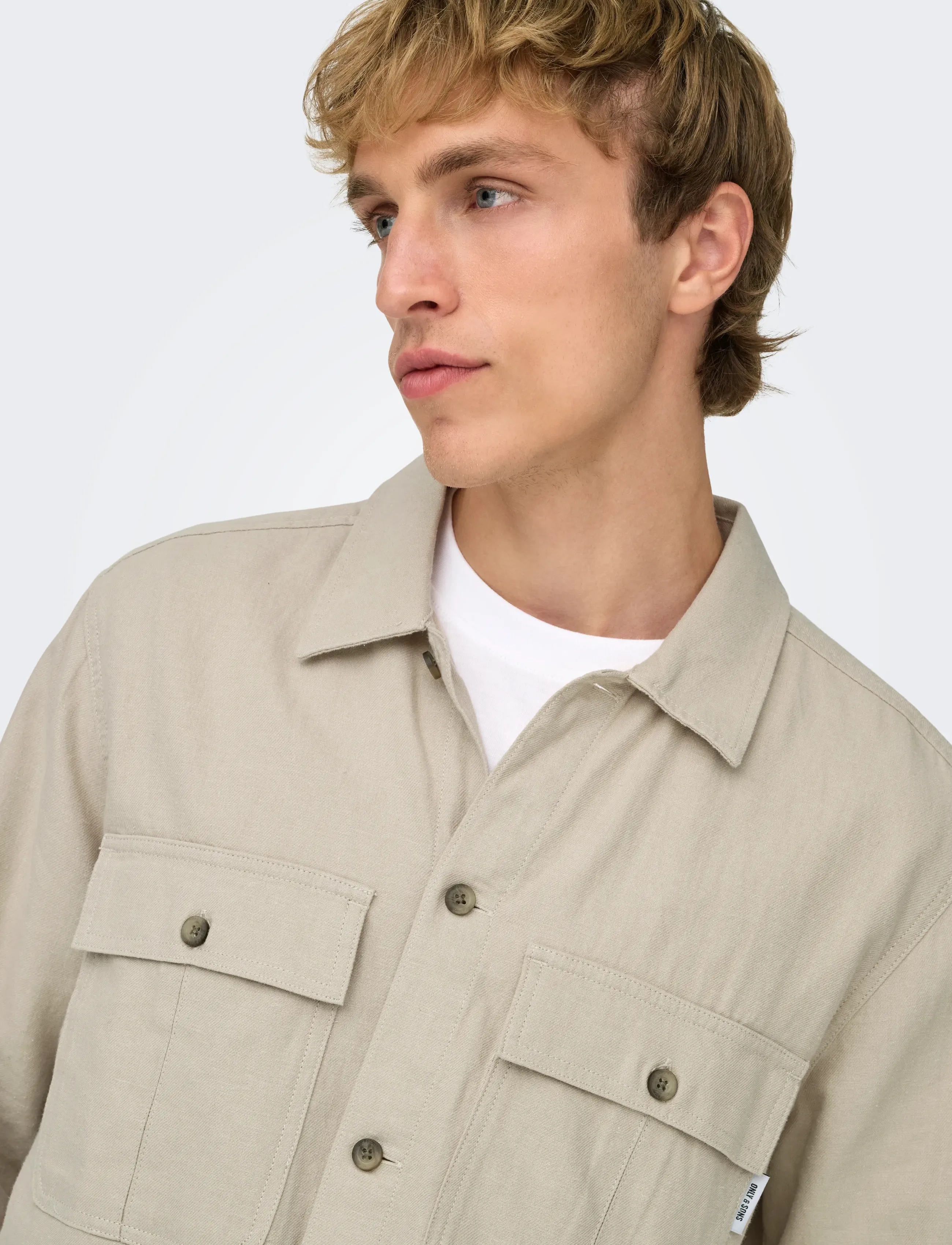 ONLY & SONS - ONSKENNET LS LINEN OVERSHIRT NOOS - kollektioner - silver lining - 5