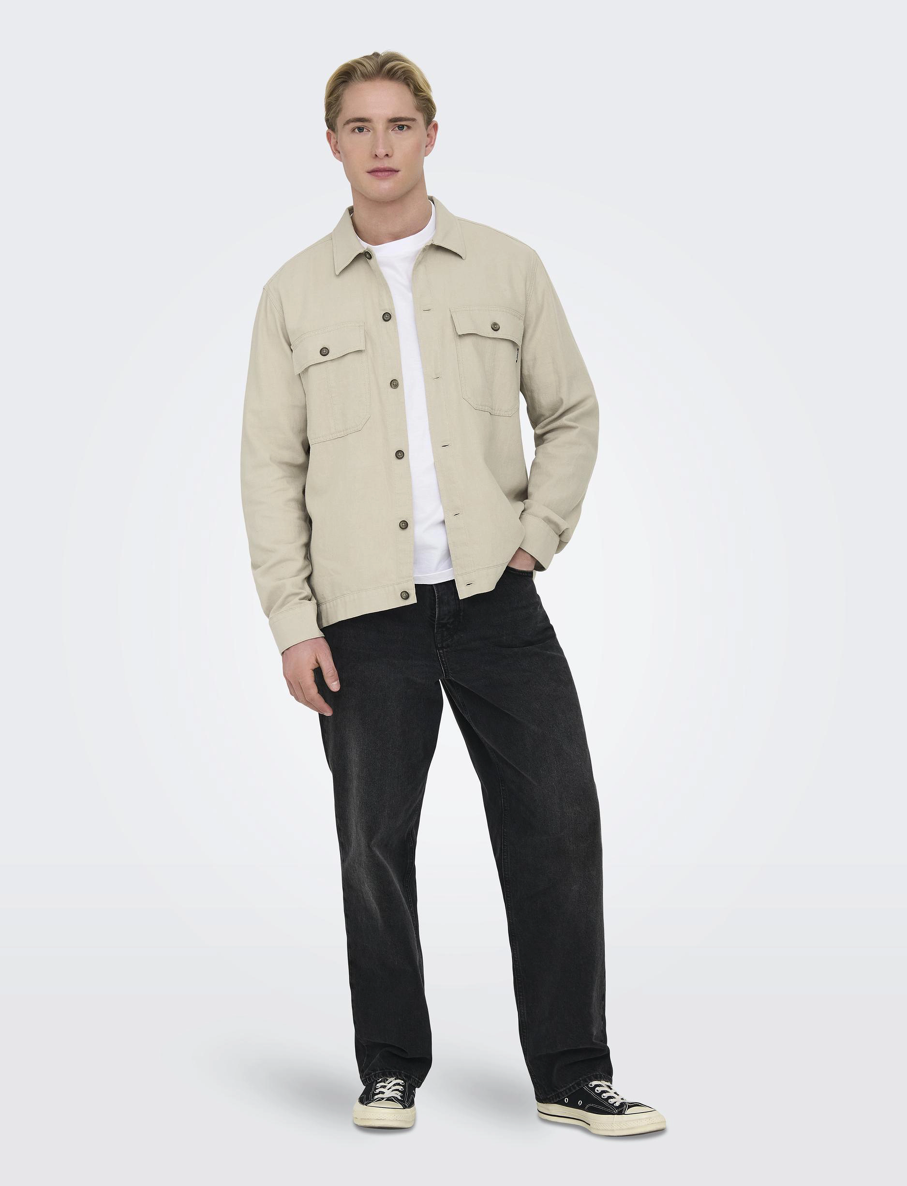 ONLY & SONS Onskennet Ls Linen Overshirt Noos overshirts herr – bild 5
