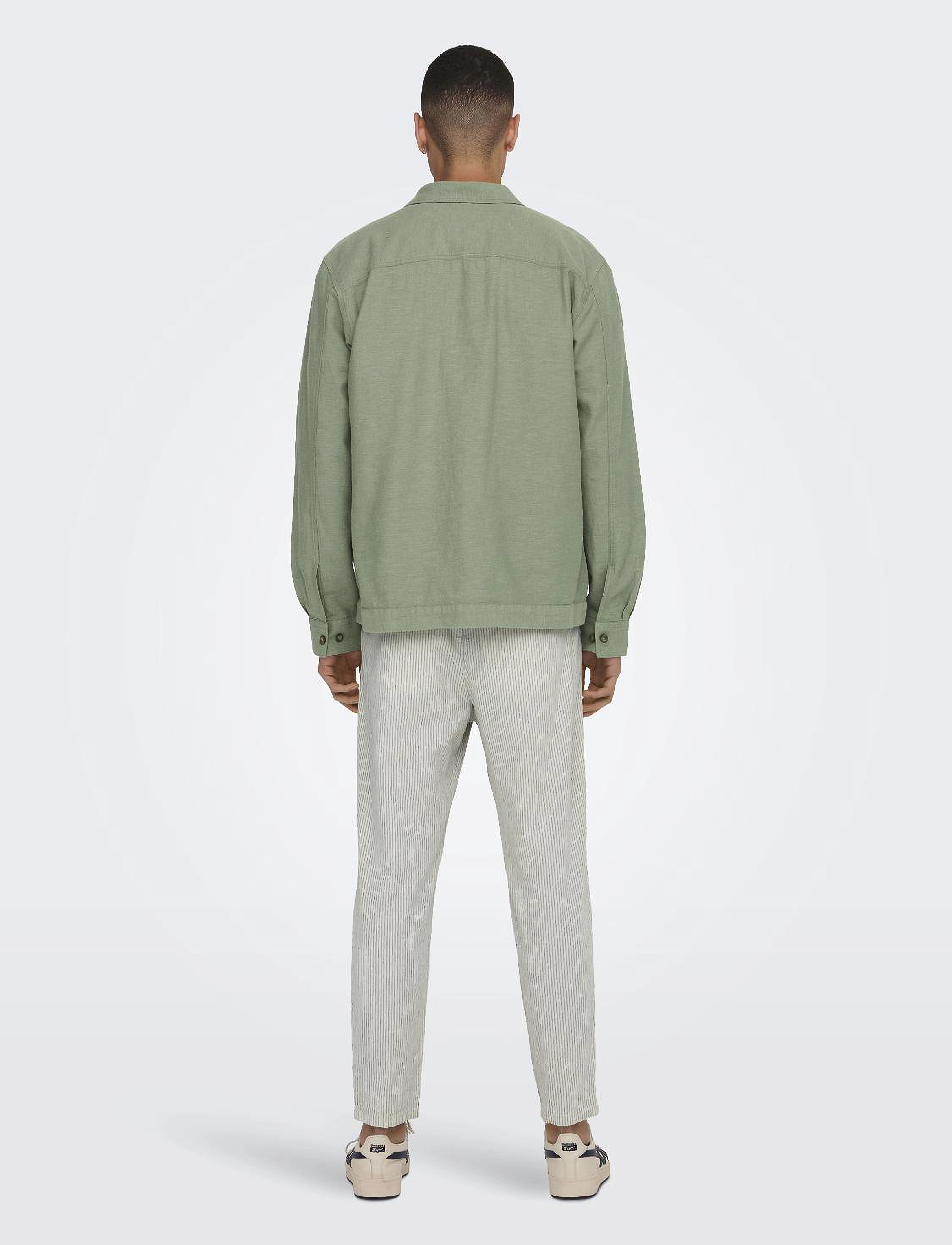 ONLY & SONS - ONSKENNET LS LINEN OVERSHIRT NOOS - kollektionen - swamp - 3