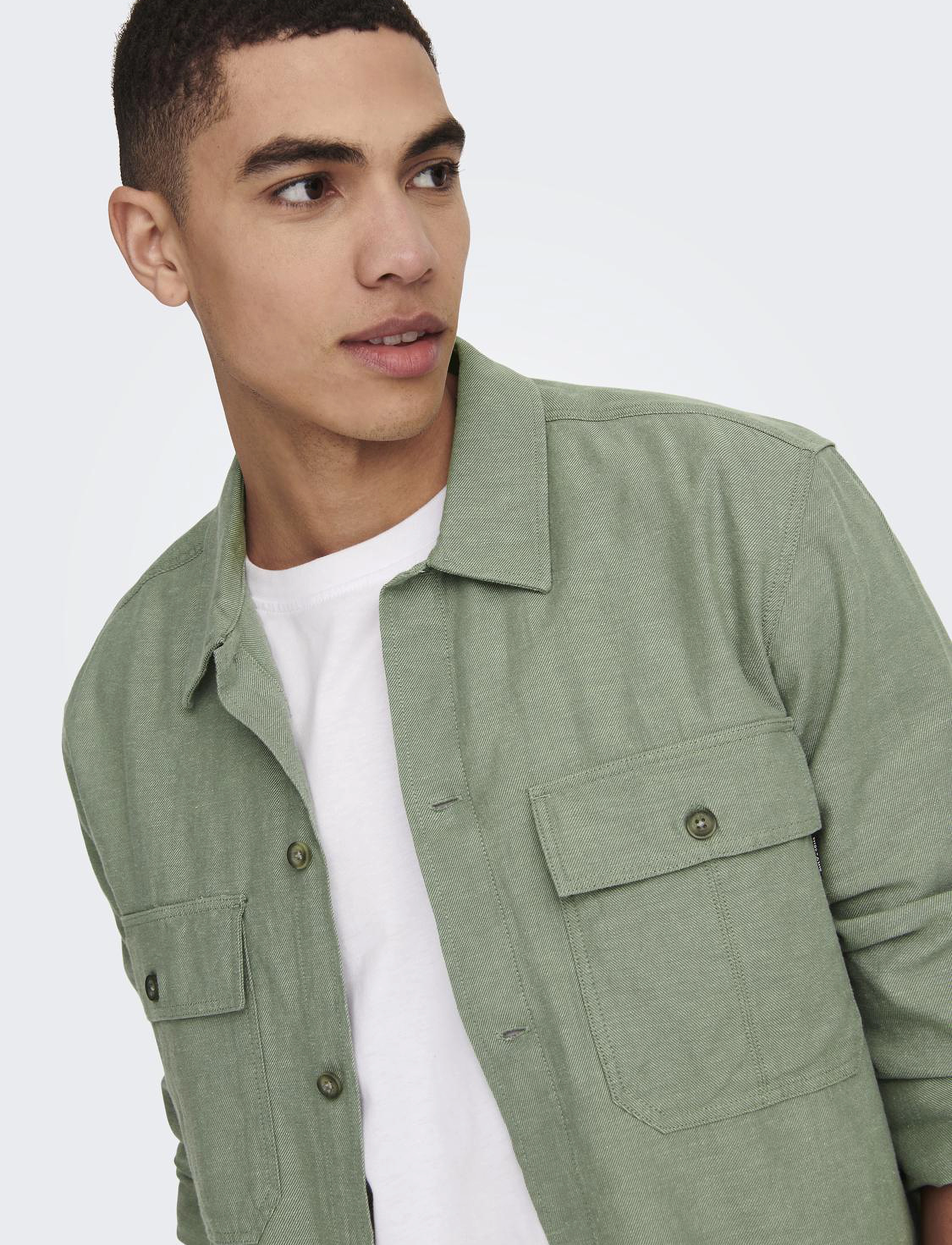 ONLY & SONS Onskennet Ls Linen Overshirt Noos overshirts herr – bild 5