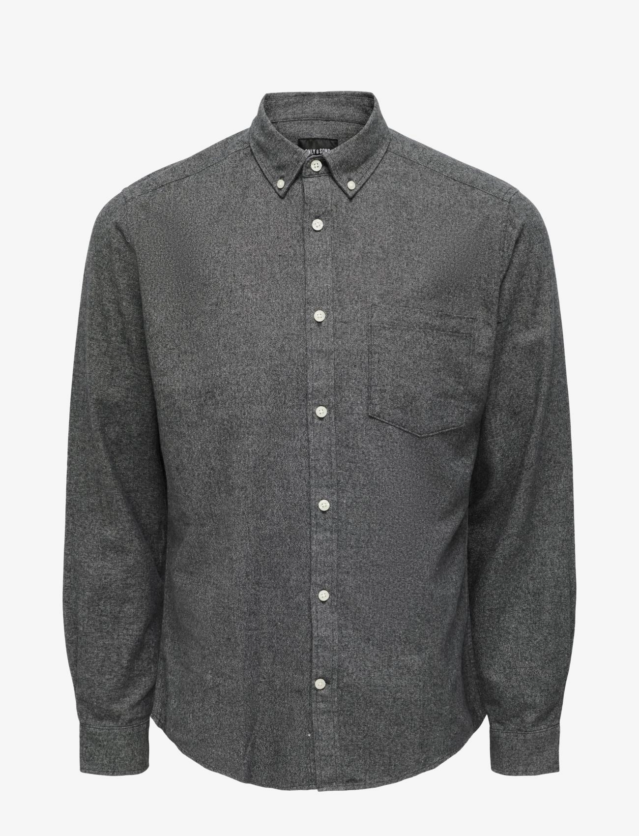 ONLY & SONS - ONSNIKO LS MELANGE SHIRT - vabaajasärgid - black - 1