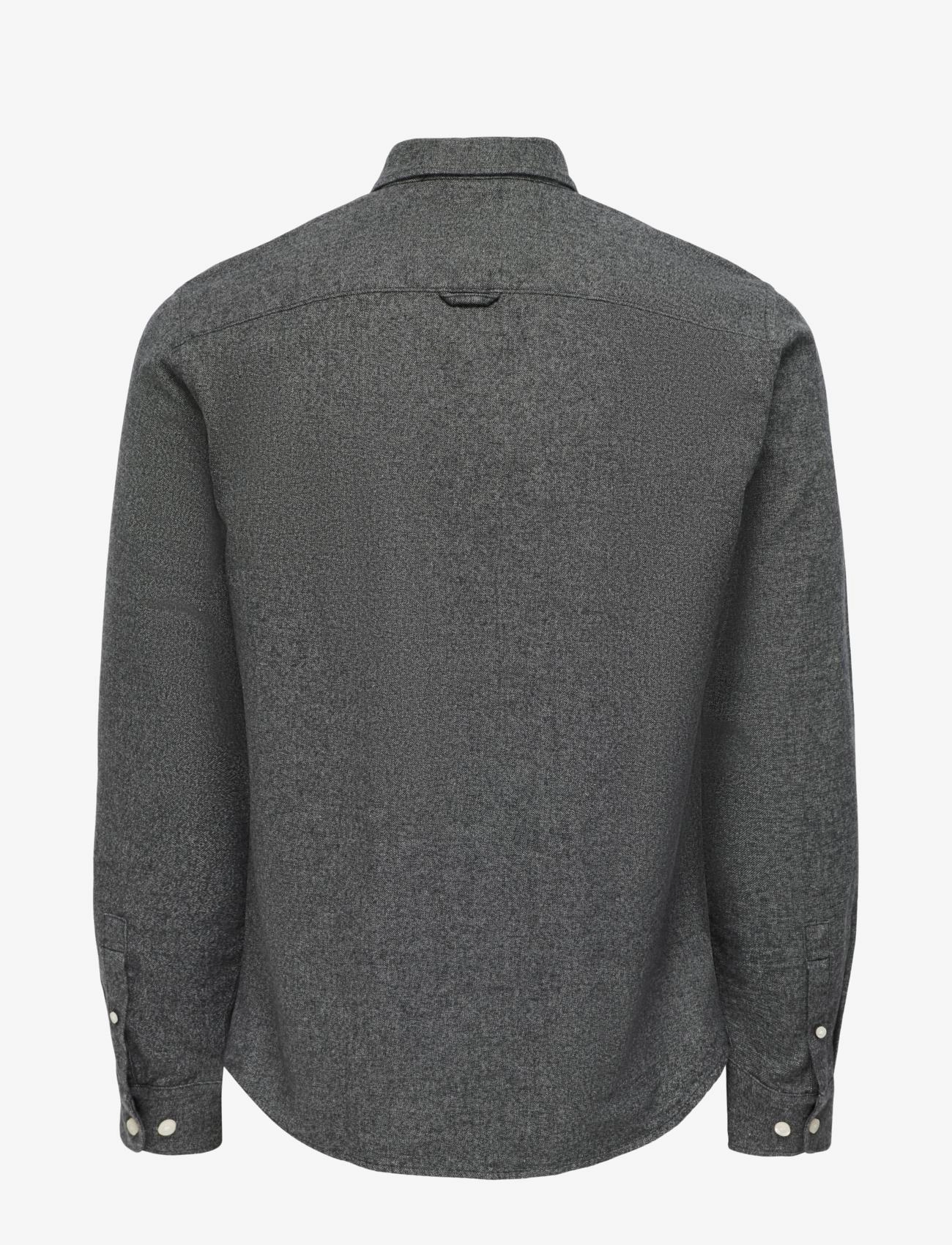 ONLY & SONS - ONSNIKO LS MELANGE SHIRT - vabaajasärgid - black - 2