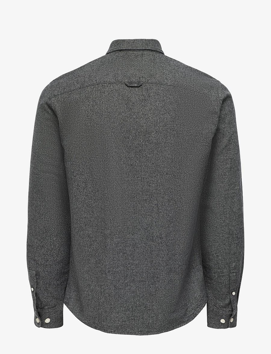 ONLY & SONS - ONSNIKO LS MELANGE SHIRT - vabaajasärgid - black - 2