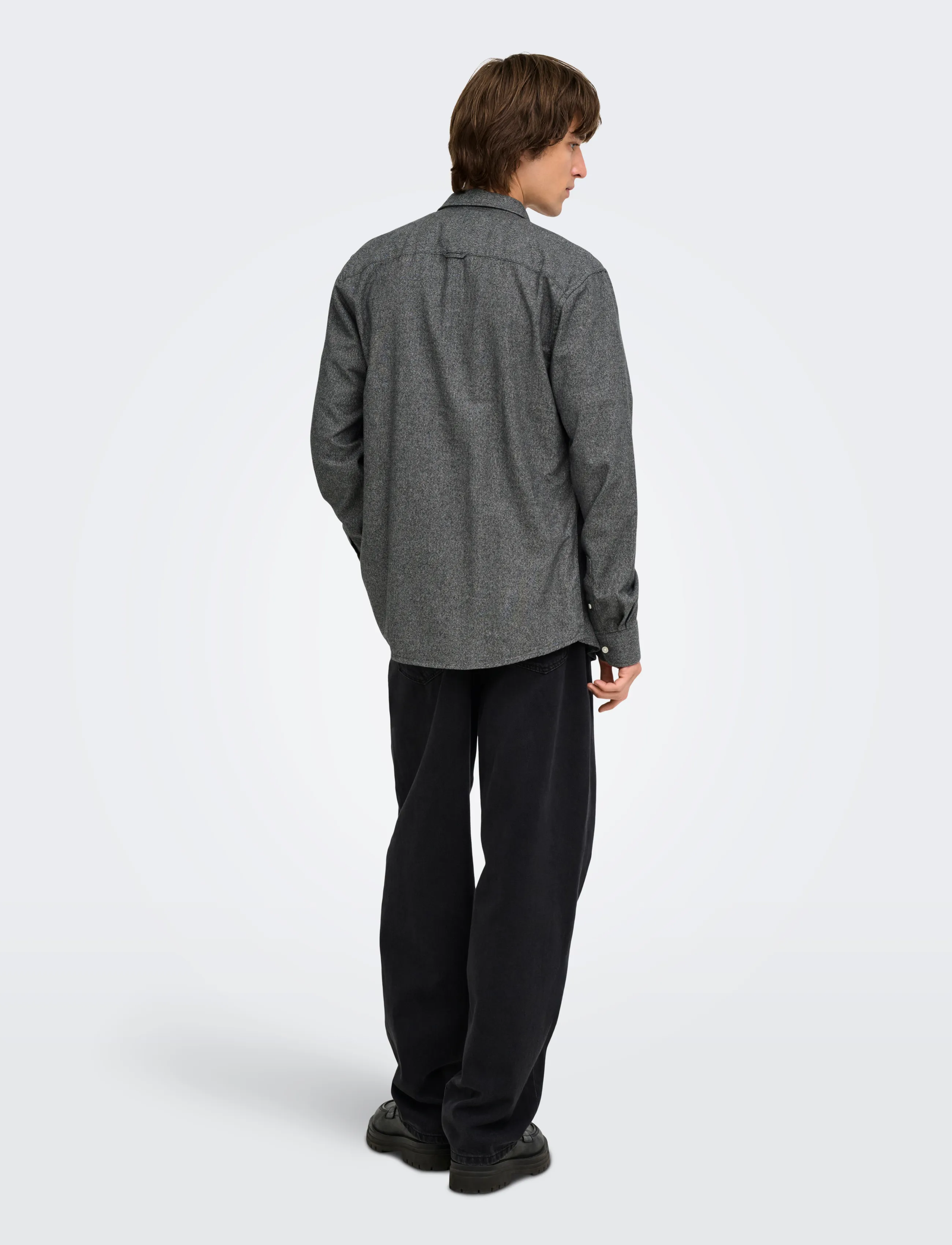 ONLY & SONS - ONSNIKO LS MELANGE SHIRT - vabaajasärgid - black - 3
