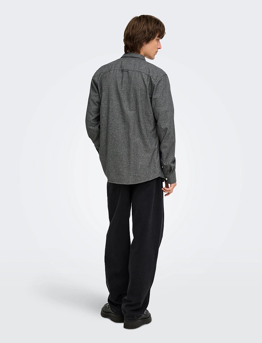 ONLY & SONS - ONSNIKO LS MELANGE SHIRT - vabaajasärgid - black - 3