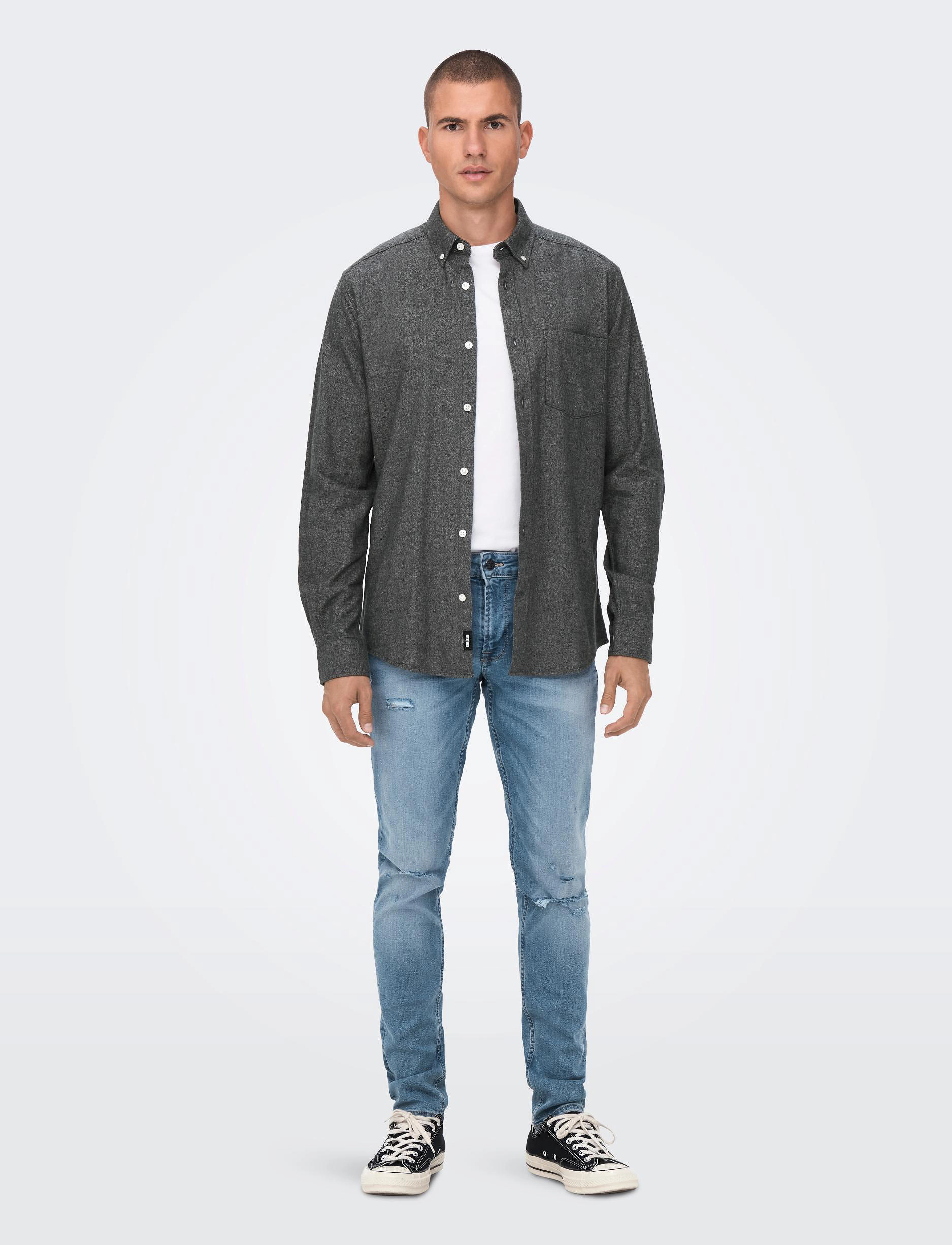 ONLY & SONS Onsniko Ls Melange Shirt casual skjortor herr – bild 5