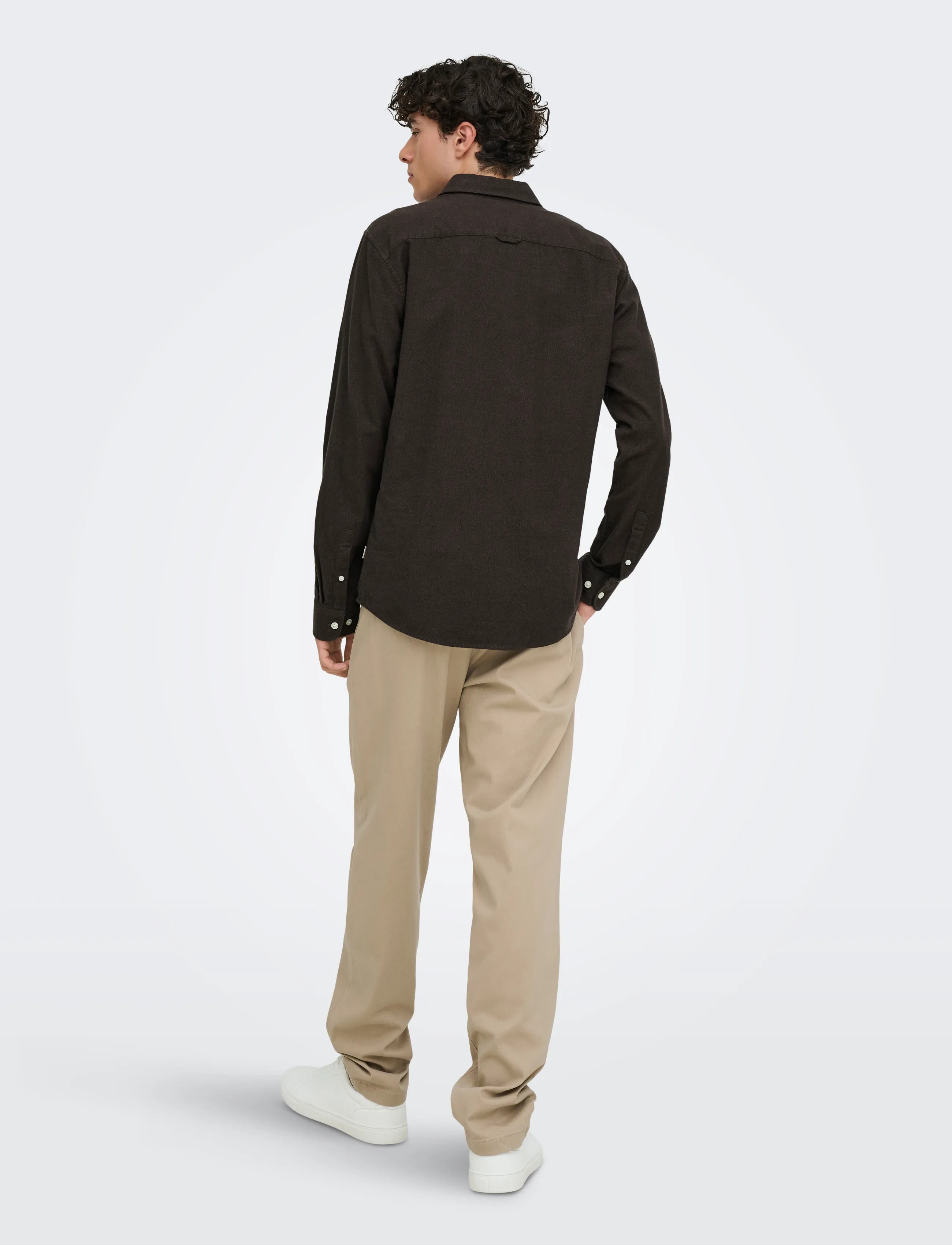 ONLY & SONS - ONSNIKO LS MELANGE SHIRT - vabaajasärgid - chocolate martini - 3