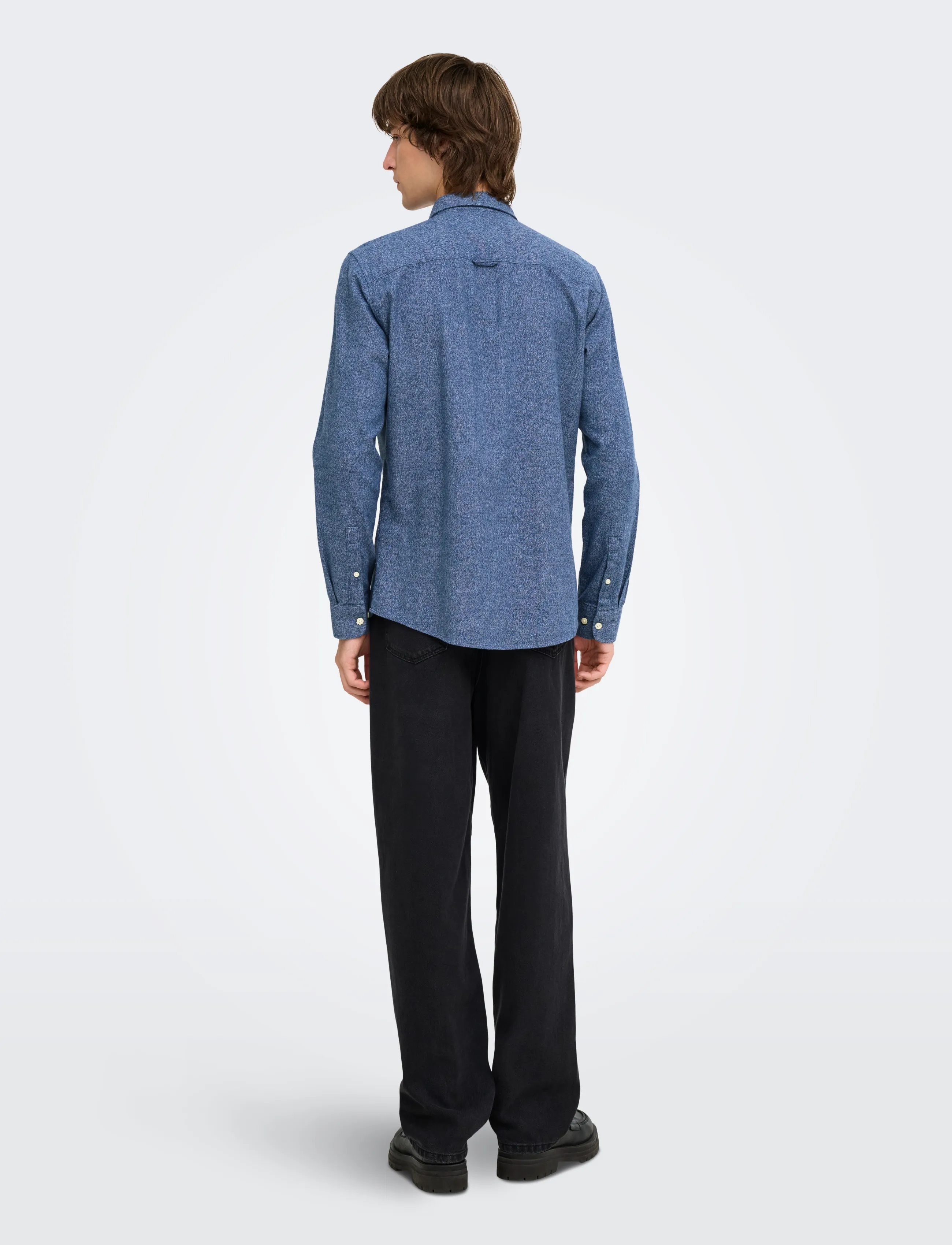 ONLY & SONS - ONSNIKO LS MELANGE SHIRT - vabaajasärgid - dress blues - 3